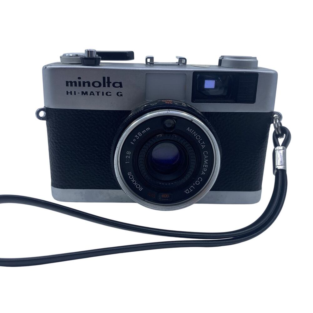 Vtg. Minolta Hi-Matic G Rangefinder 35mm Film Camera Rokkor 38mm f/2.8 Untested